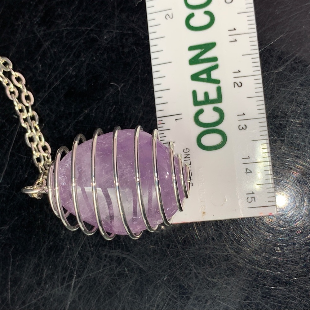 Maraba Amethyst Caged Pendant & Selenite & 20 Inch chain New in Box - Picture 8 of 16
